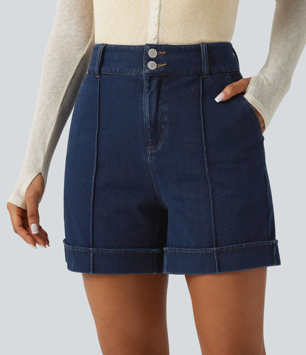 Short en jean casual taille haute Halara Flex™ 12,5 cm avec poches