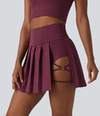 Jupe de danse courte plissée 2-en-1 Breezeful™ taille haute séchage rapide avec ourlet asymétrique et poches – Version longue