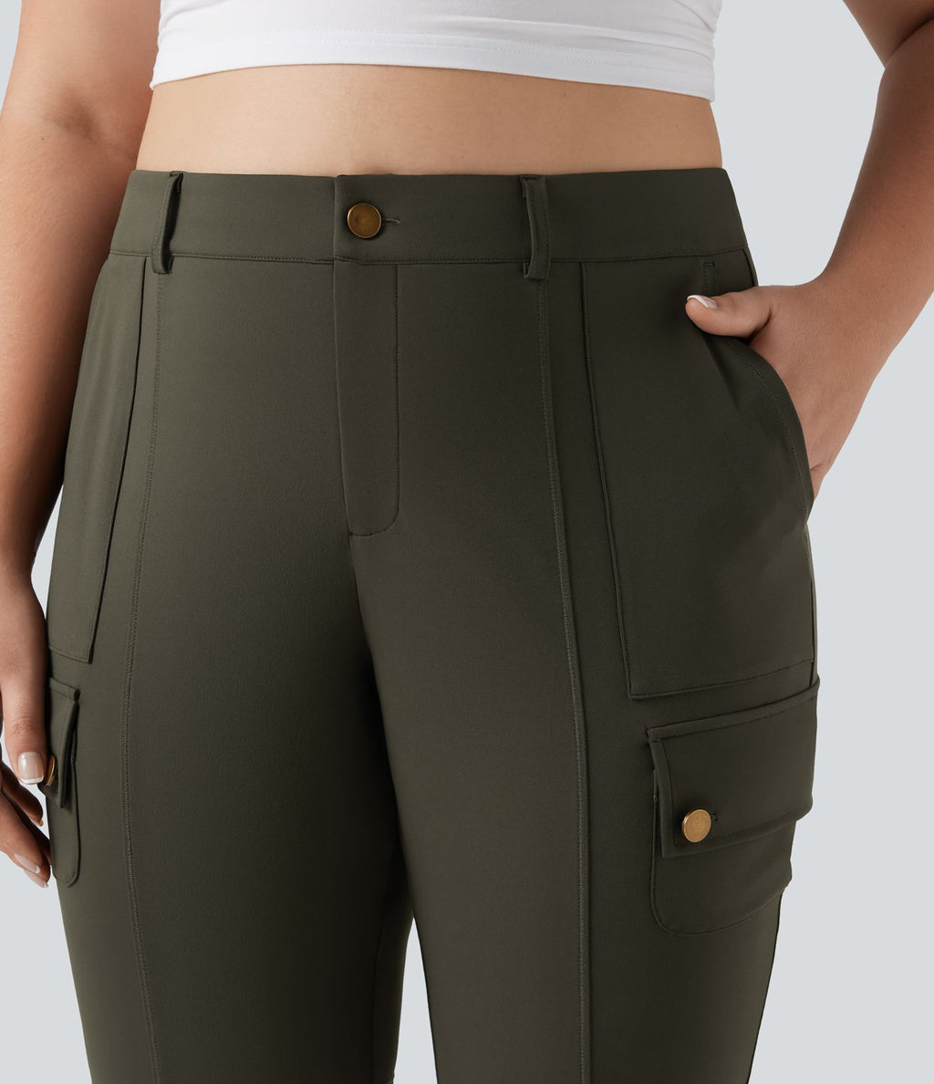Pantalon cargo grande taille pedal pusher ajusté taille haute DayStretch avec poches