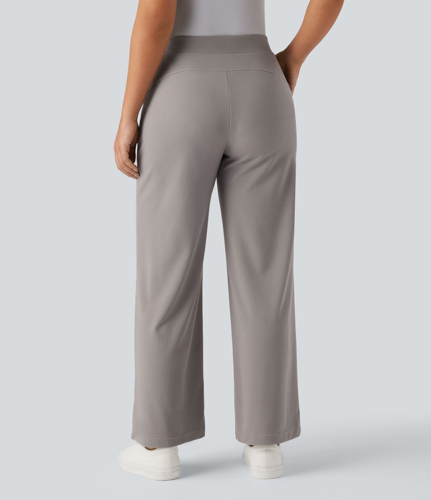 Pantalon tailleur large gainant sculptant taille haute en micro-gaufré avec poches Halara Flex™
