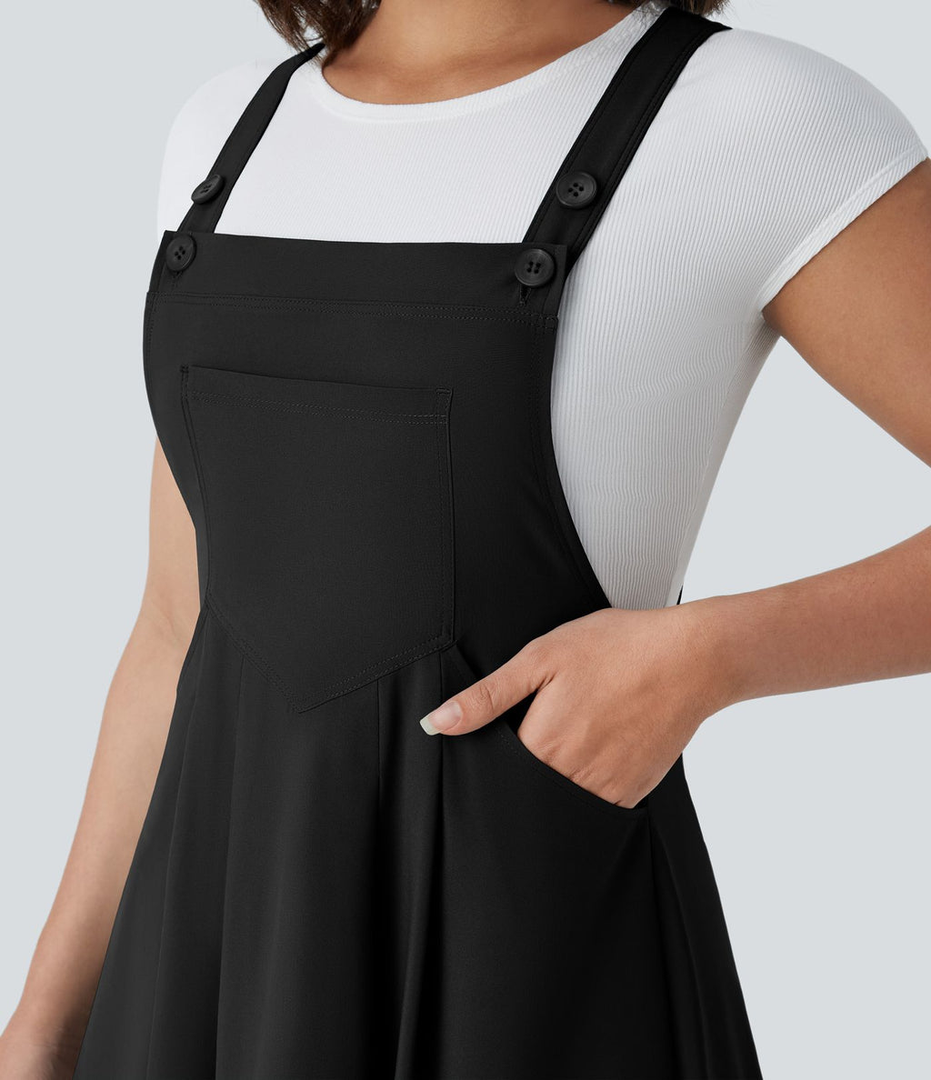 Robe mi-longue décontractée fluide Breezeful™ séchage rapide avec bretelles ajustables, boutons et poches multiples