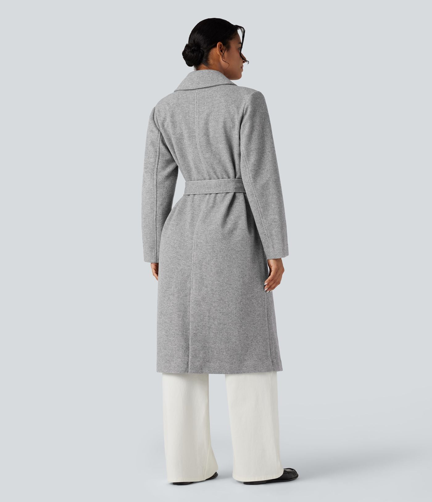Manteau polaire long ceinturé manches longues avec poches