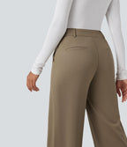 Pantalon tailleur coupe droite taille haute avec poches