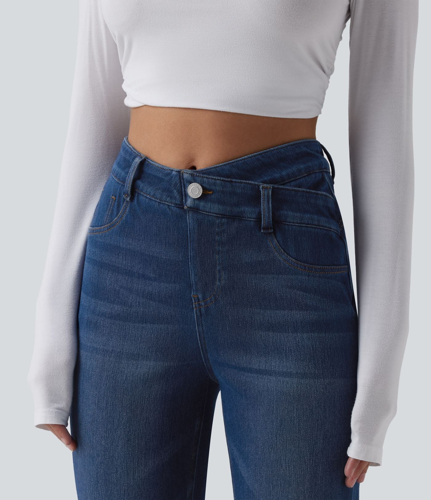 Jean Halara Flex™ taille haute croisé gainant bootcut décontracté avec poches