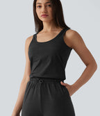 Combinaison casual baggy chinée sans manches à col U et cordon de serrage avec poches — Édition Easy Peasy