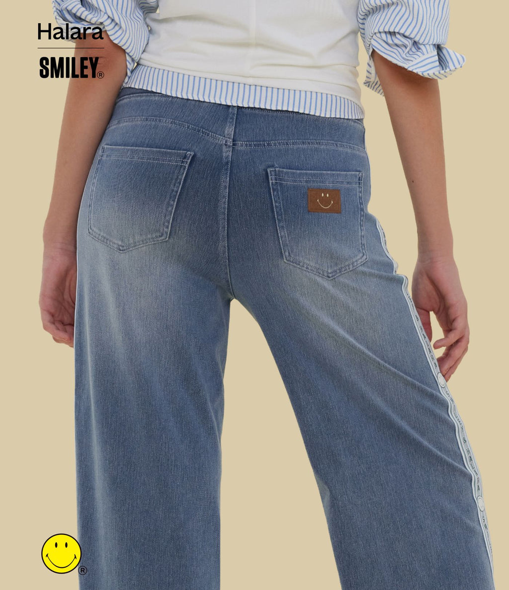 Jean large casual délavé Halara X Smiley® Halara Flex™ taille haute avec poches