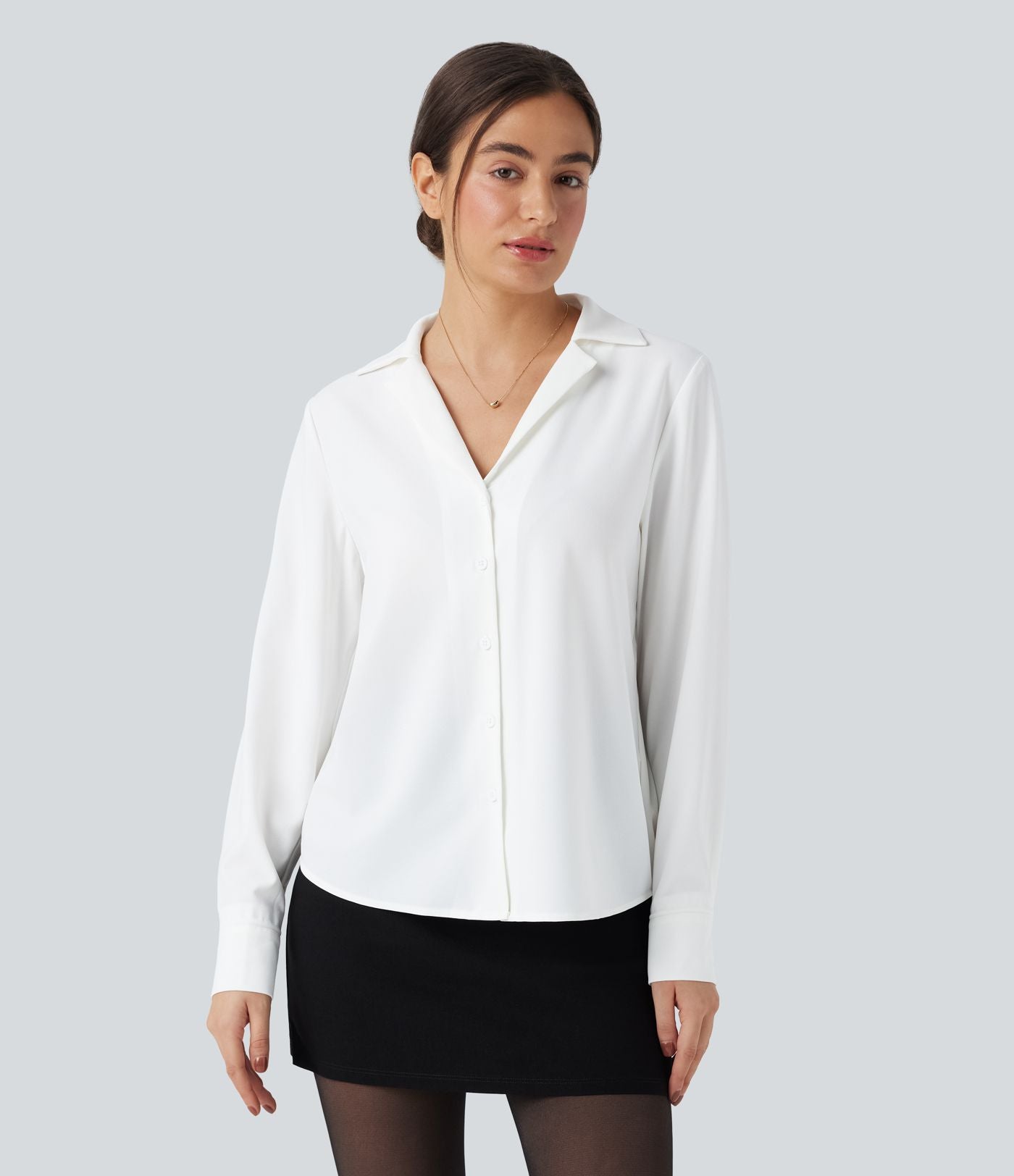 Chemise tailleur manches longues ourlet arrondi