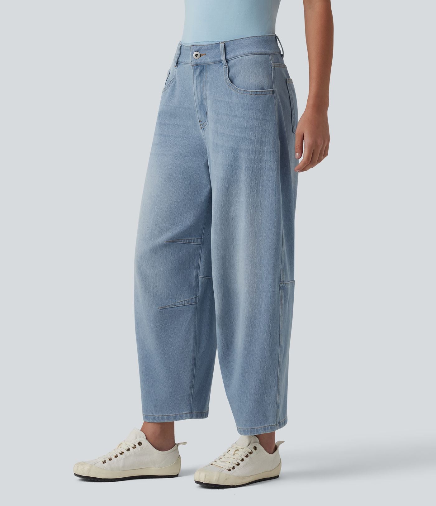 Jean Barrel 7/8 taille basse Halara Flex™ avec poches zippées