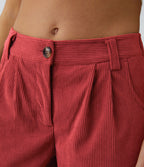 Pantalon en velours côtelé décontracté taille moyenne avec poches latérales