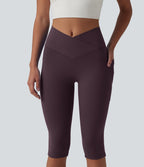 Legging de yoga corsaire SoftlyZero™ taille haute croisé avec poches - UPF50+