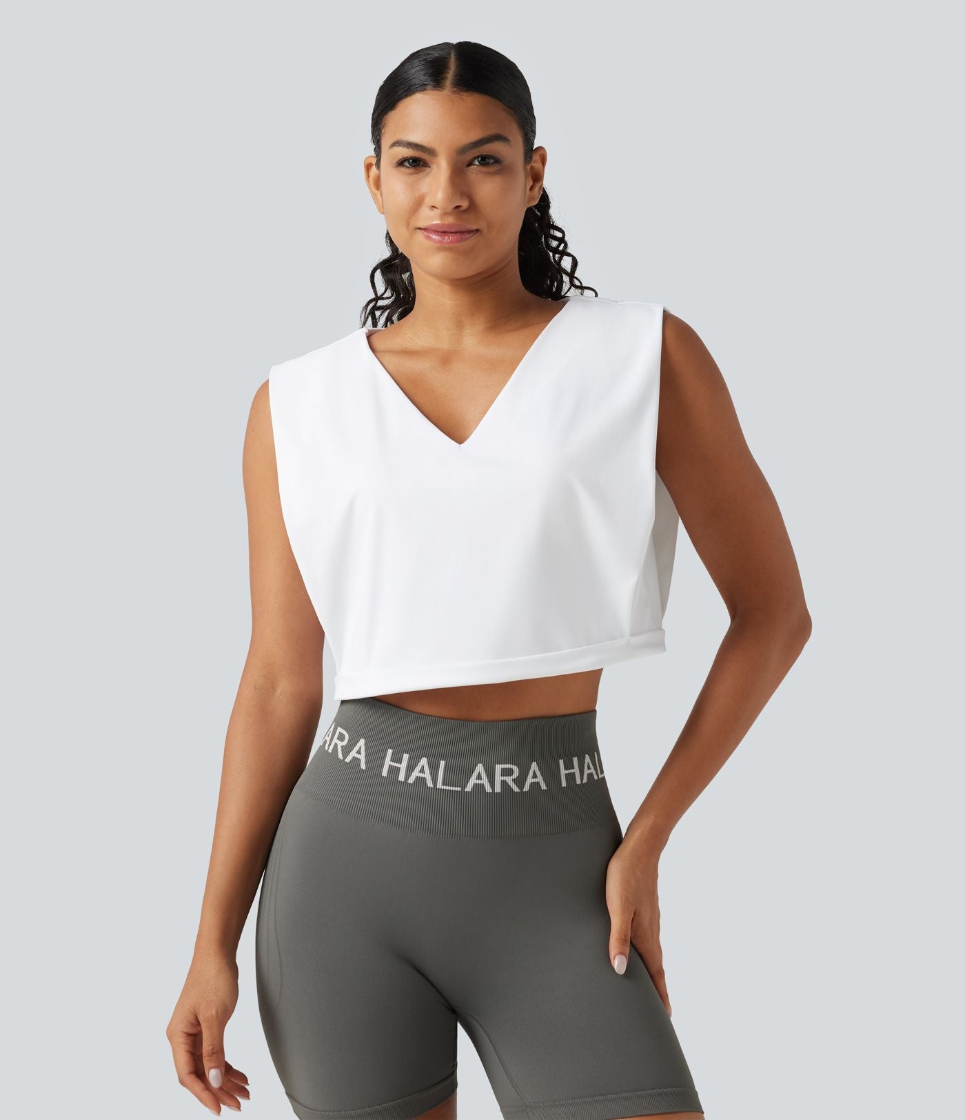 Débardeur yoga crop top SoftlyZero™ Airy col V toucher frais, protection solaire UPF50+