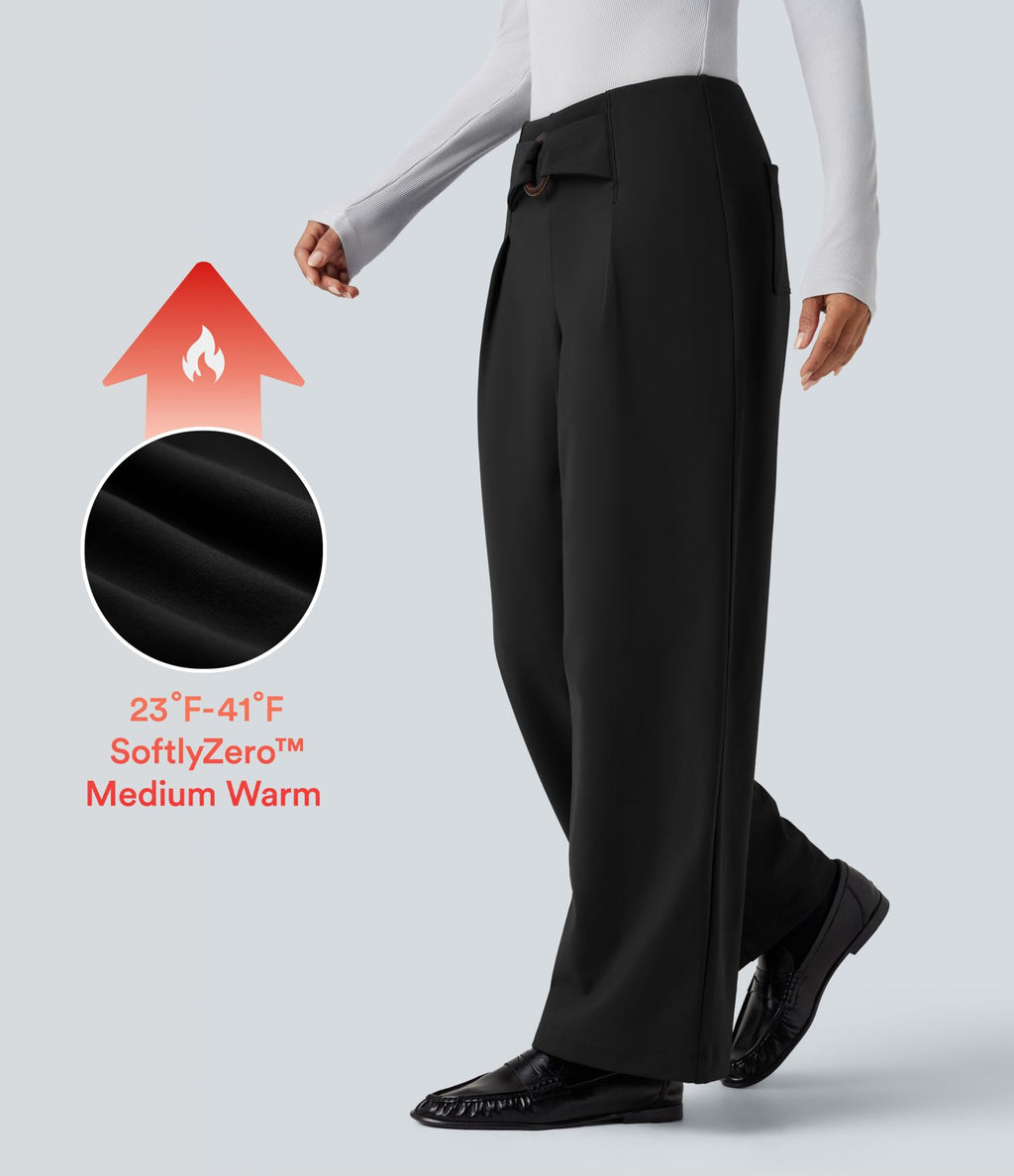 Pantalon tailleur thermique SoftlyZero™ Plush coupe droite taille mi-haute avec poches