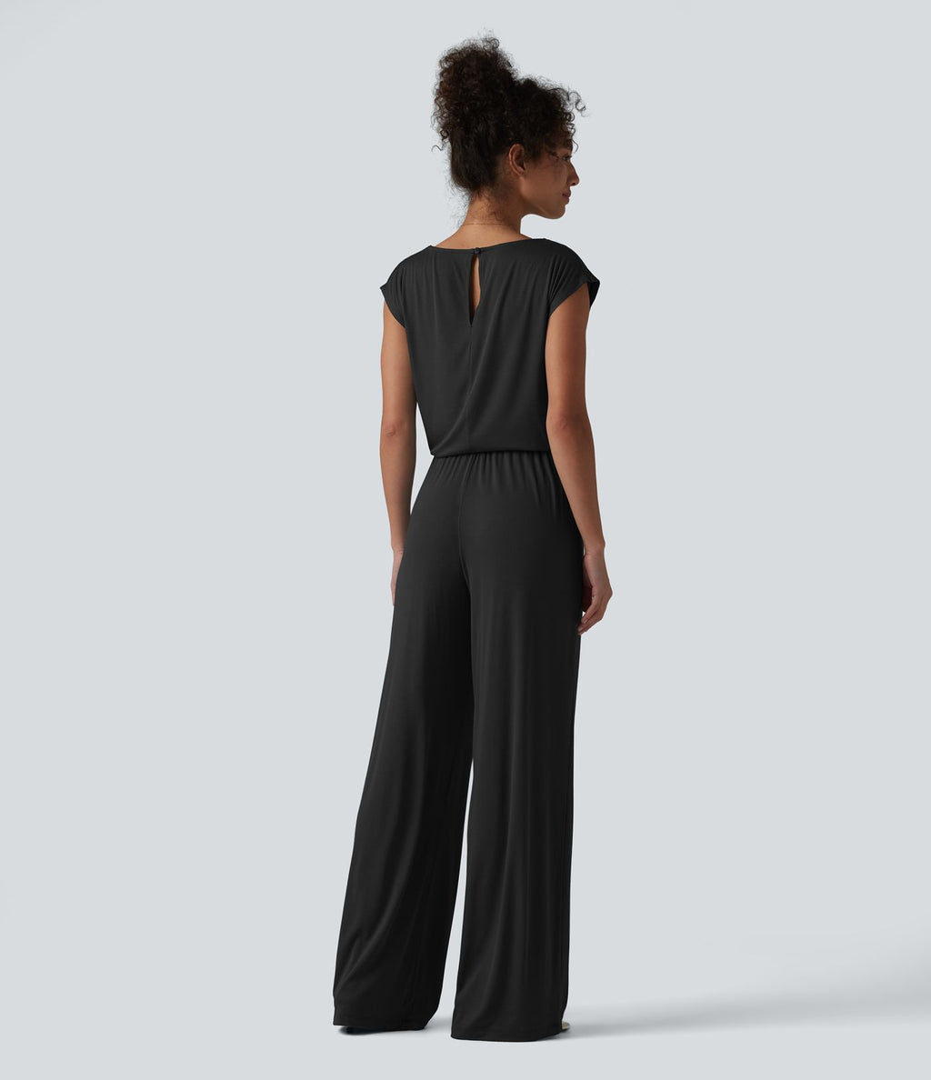Combinaison casual sans manches col V cordon de serrage avec poches - Easy Peasy