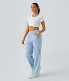 Halara Flex™ Taille Mi-Haute Multiples Poches Jambe Droite Jean Cargo Décontracté Extensible