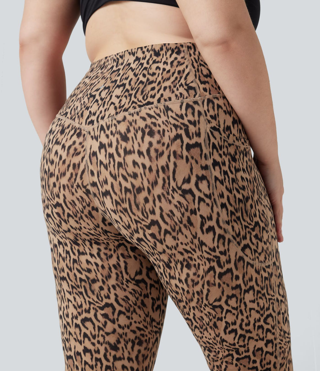 Legging de yoga grande taille Halara UltraSculpt™ taille haute gainant imprimé léopard avec poches
