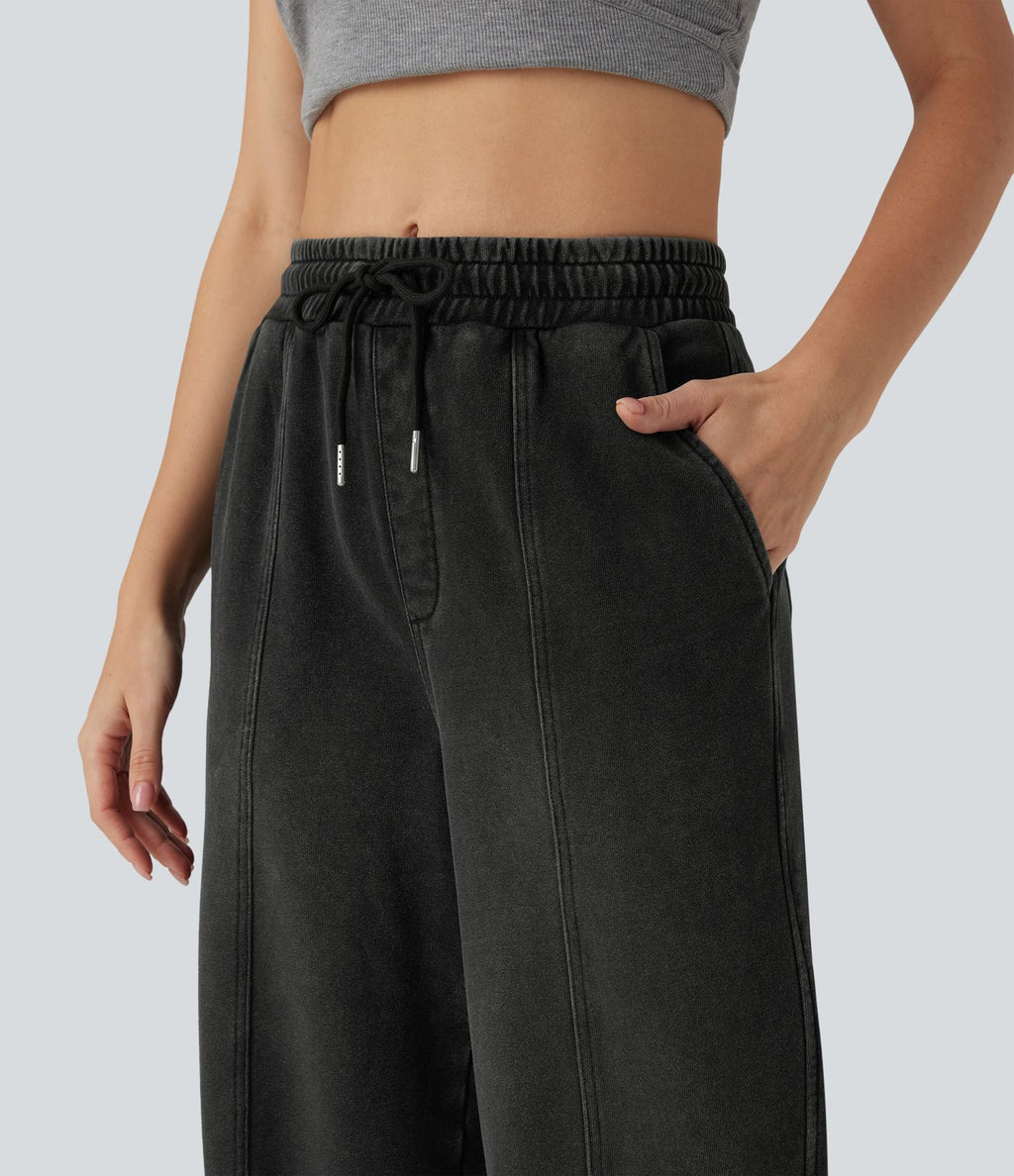 Jean jogging Halara Flex™ coupe droite fendu taille haute molleton français avec cordon de serrage et poches