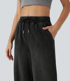 Jean jogging Halara Flex™ coupe droite fendu taille haute molleton français avec cordon de serrage et poches