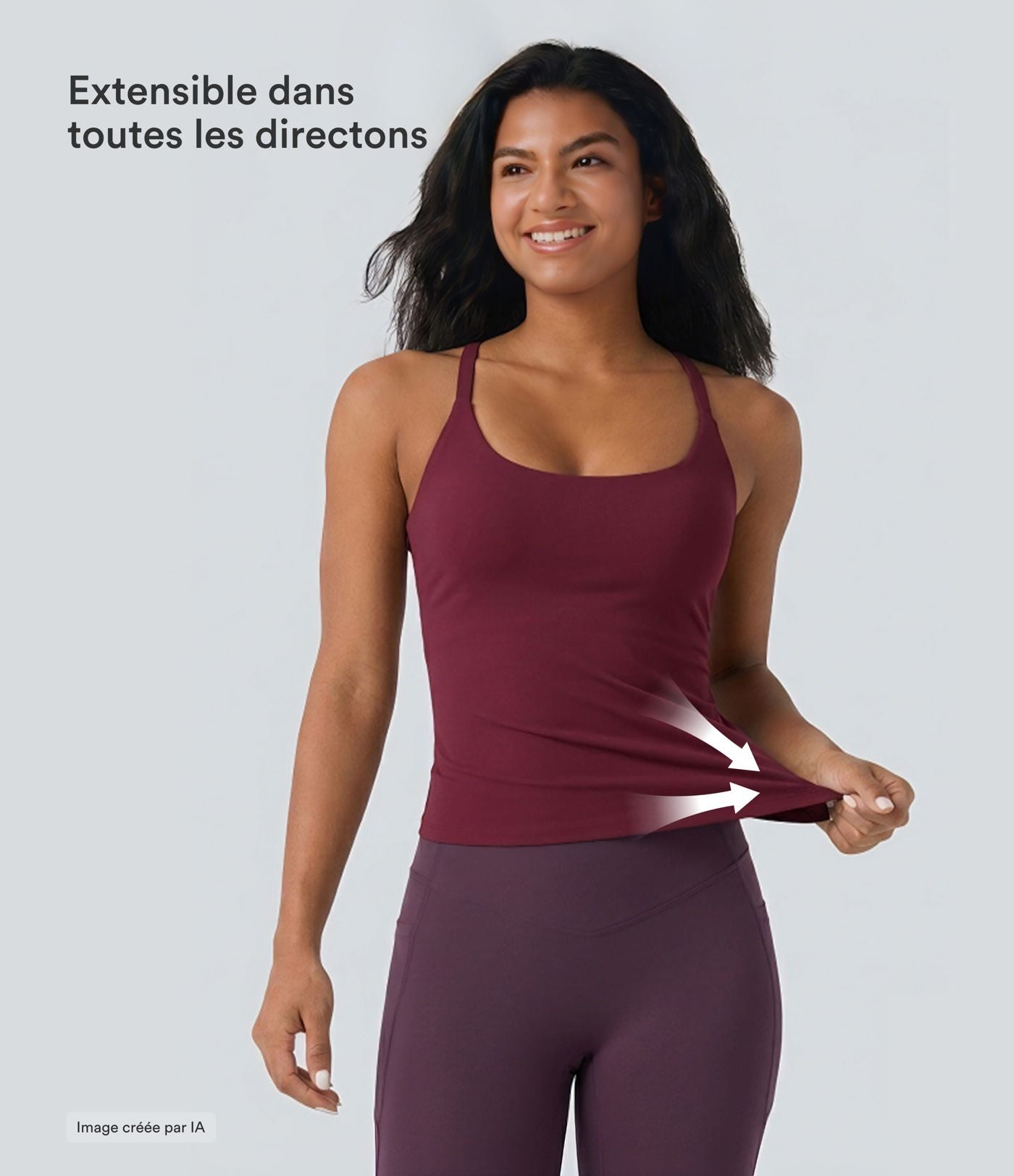 Débardeur de yoga col rond dos croisé à ourlet croisé
