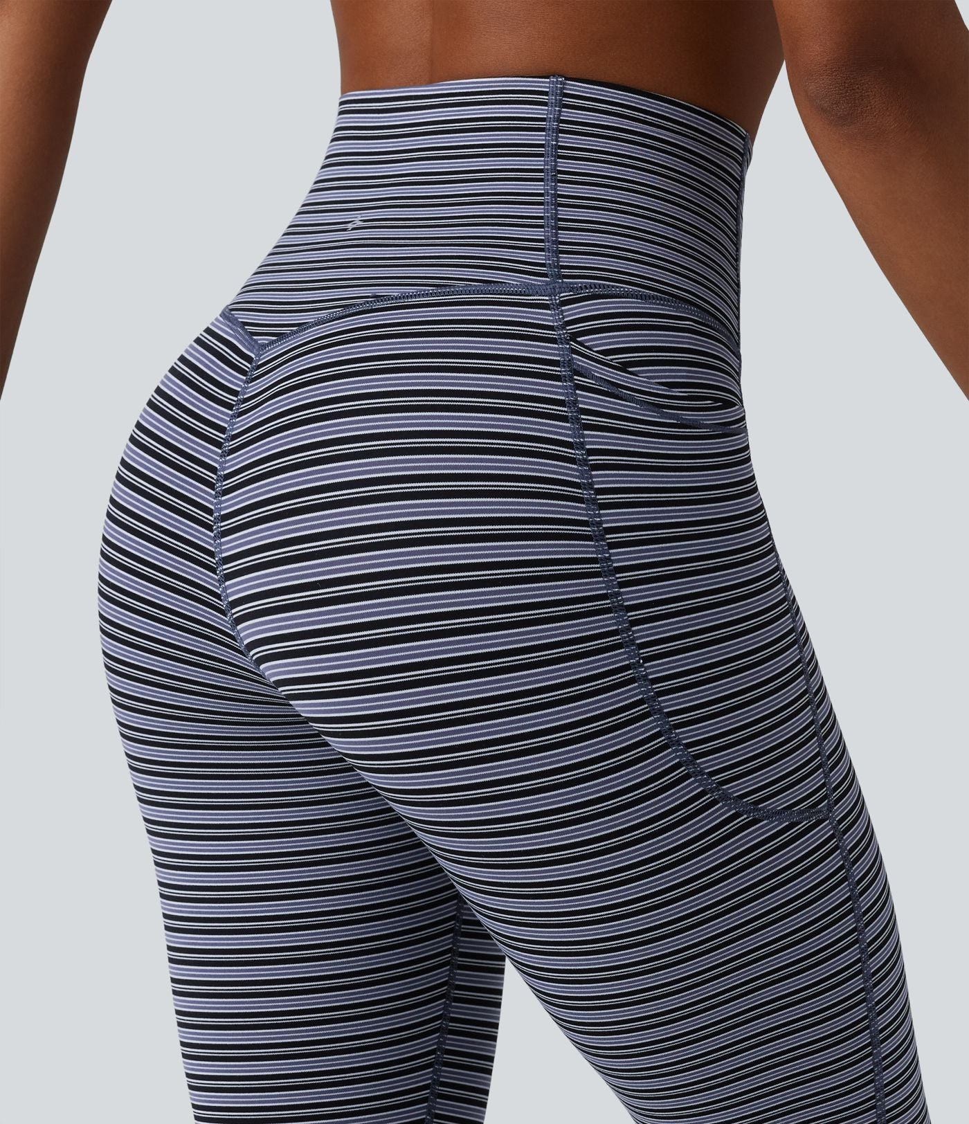 Halara UltraSculpt™ Legging de course à rayures jacquard taille haute ventre plat avec poches