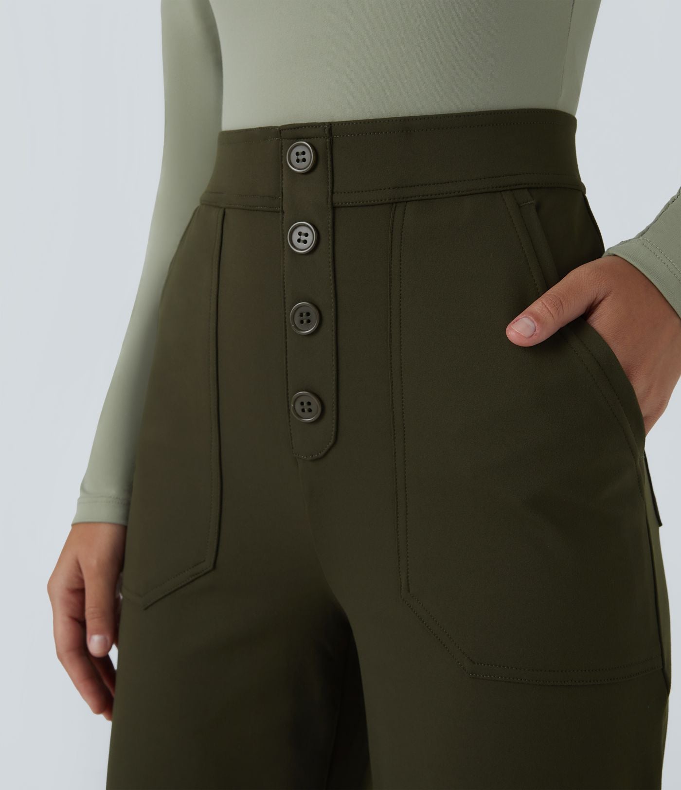 Pantalon coupe droite taille haute DayStretch avec poches