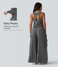 Combinaison décontractée à découpe sans manches jambes larges avec poches, édition Easy-Peezy