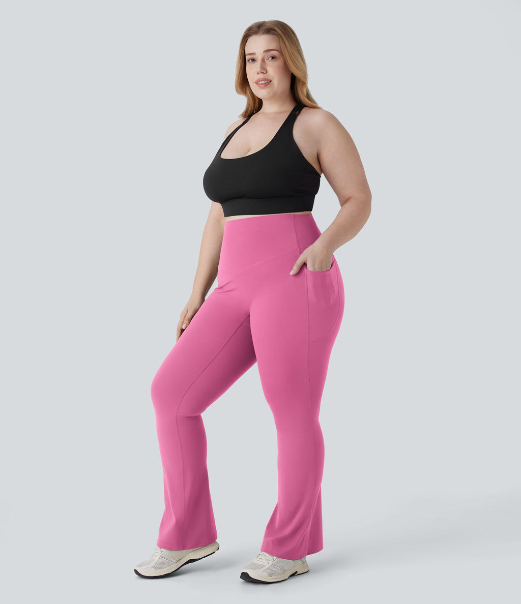 Pantalon de yoga à coupe bootcut gainant taille haute grande taille avec poches Halara UltraSculpt™