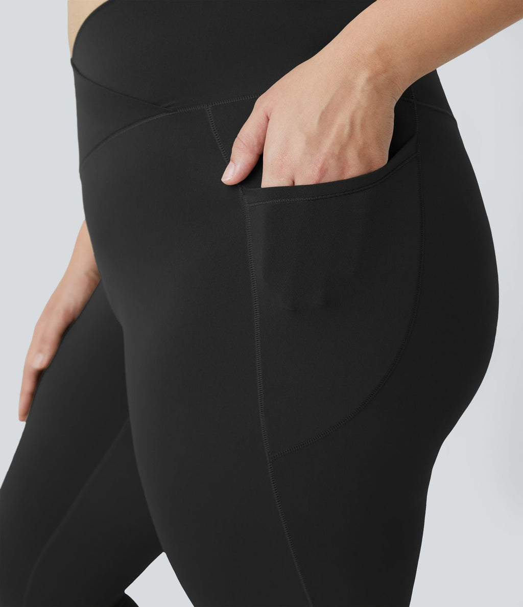Softlyzero™ Legging Grande Taille Pleine Longueur Taille Haute Poches Latérales Croisée - UPF50+