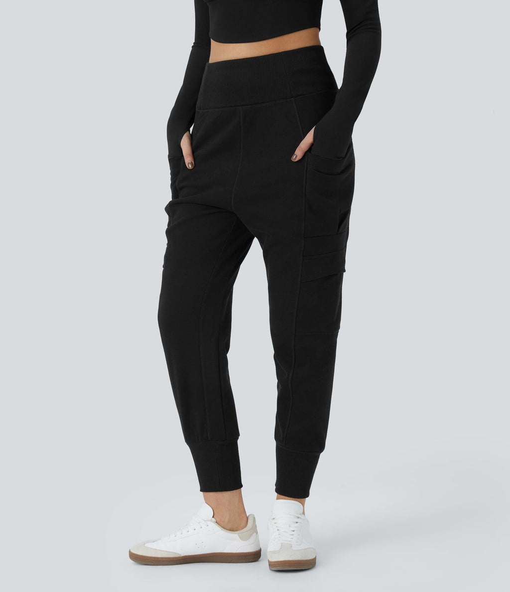 Jogging jogging cargo sarouel en polaire taille haute avec poches multiples