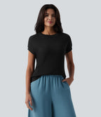 Pull casual col rond manches chauve-souris croisé dos nu
