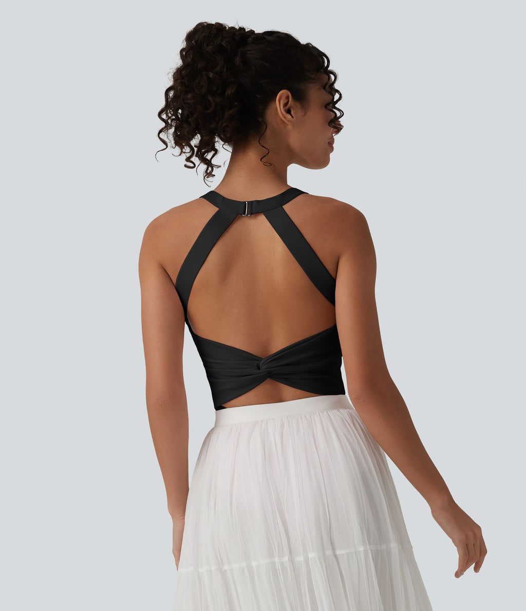 Body SoftlyZero™ Airy col U sans manches dos torsadé ouvert effet frais InstantCool avec boucle réglable et brassière intégrée