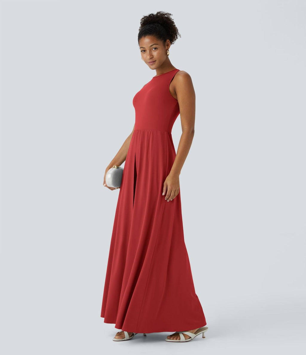 Combinaison Breezeful™ à séchage rapide pour demoiselles d'honneur et invitées de mariage, sans manches, avec fermeture éclair, poches latérales et détails contrastés