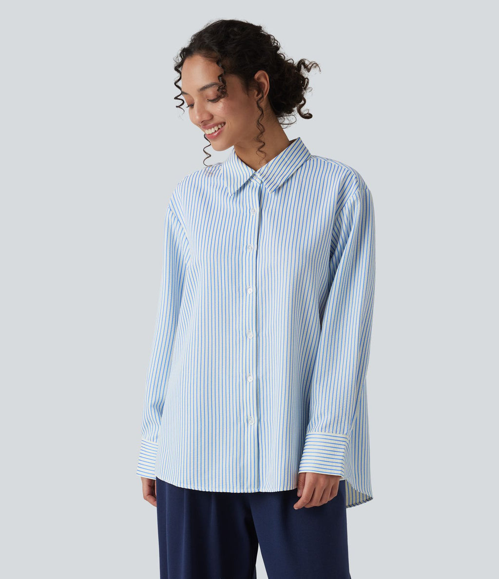 Chemise tailleur oversize manches longues à rayures