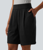 Short tailleur taille haute avec poches