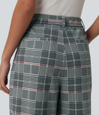 Pantalon à carreaux Halara Flex™ pour le bureau, taille haute, coupe droite avec poches