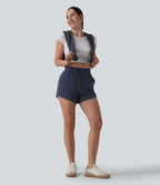 Short sweat décontracté 2 en 1 taille haute 10 cm avec poches