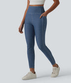 Jegging 7/8 rayé taille haute Halara Flex™ avec poches et effet ventre plat