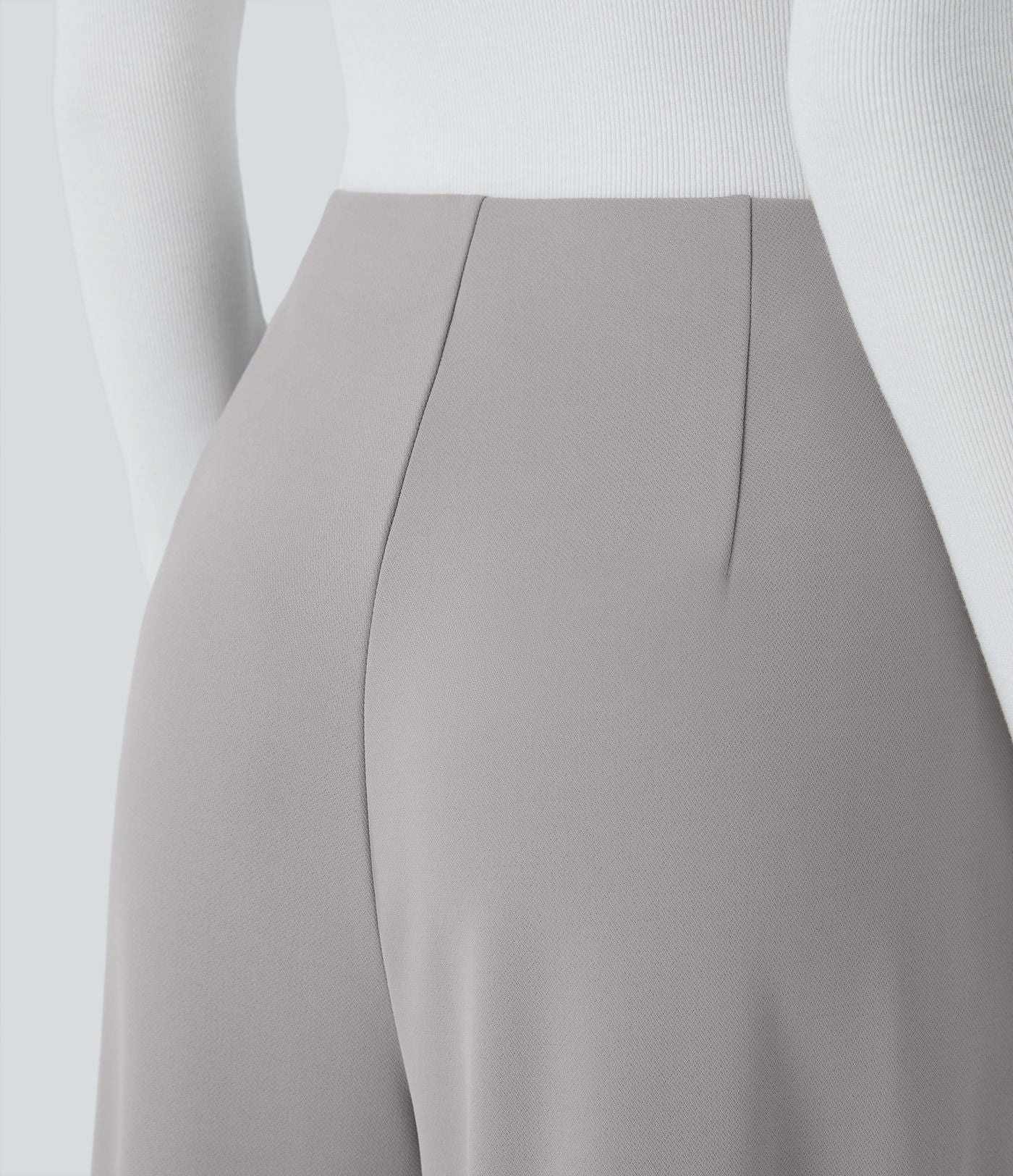 Pantalon décontracté barrel droit en crêpe, taille haute, avec poches