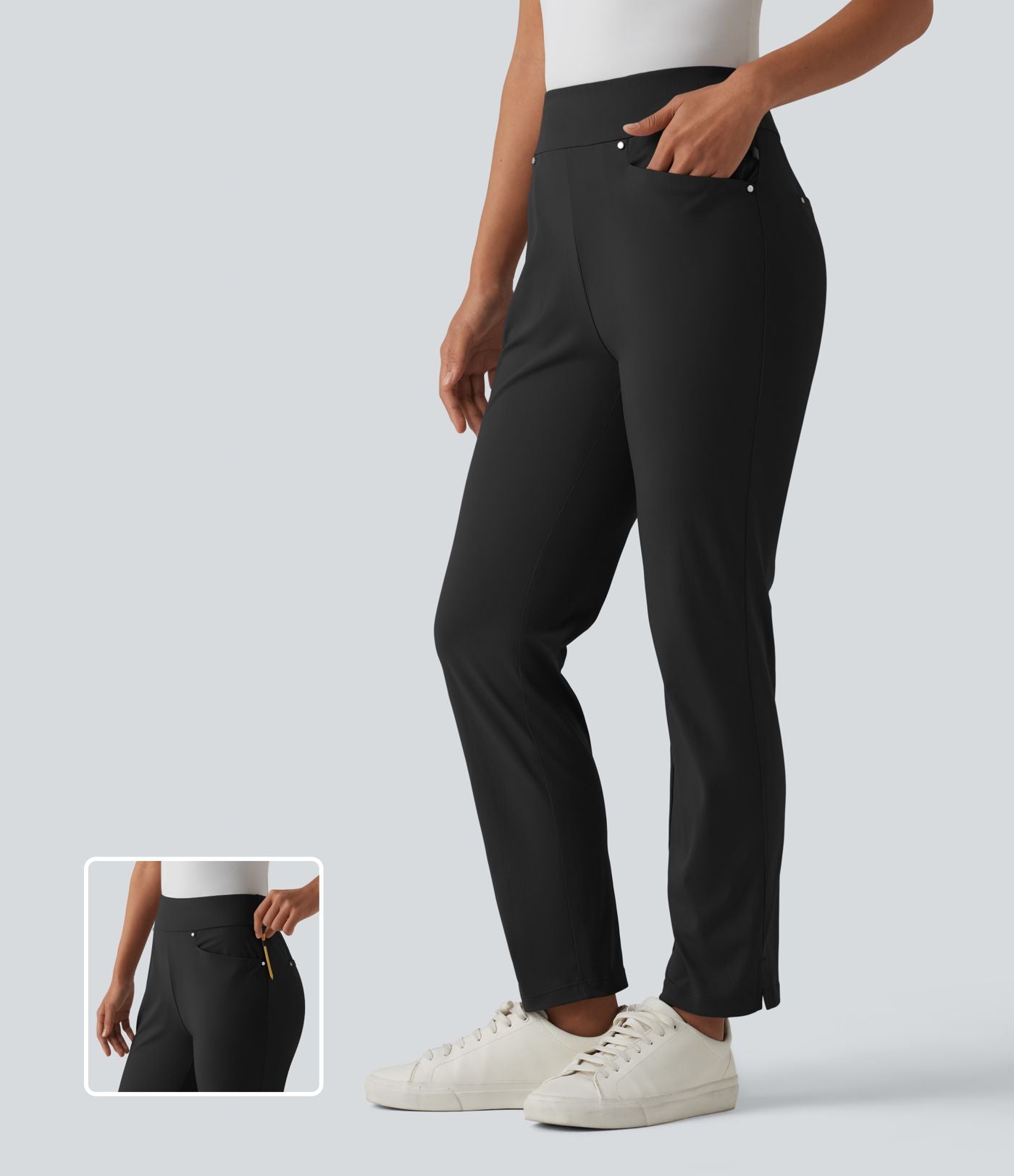 Pantalon de golf fuselé taille haute avec poches
