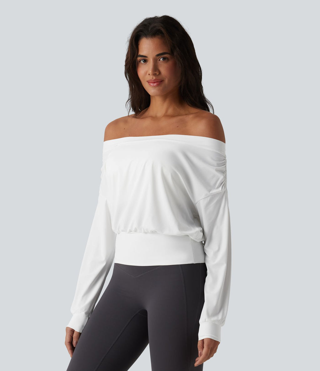 Haut de sport yoga épaules dénudées manches longues oversize effet frais InstantCool séchage rapide