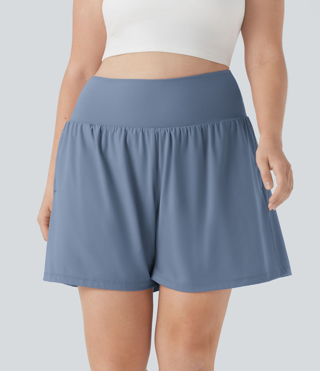 Short tailleur 2-en-1 Cool Touch yoga taille très haute Softlyzero™ Airy grande taille 17,5 cm avec poches