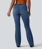 Halara Flex™ Jean bootcut casual taille basse en lyocell drapé, avec poches