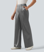 Pantalon satin taille haute esprit bureau avec poches