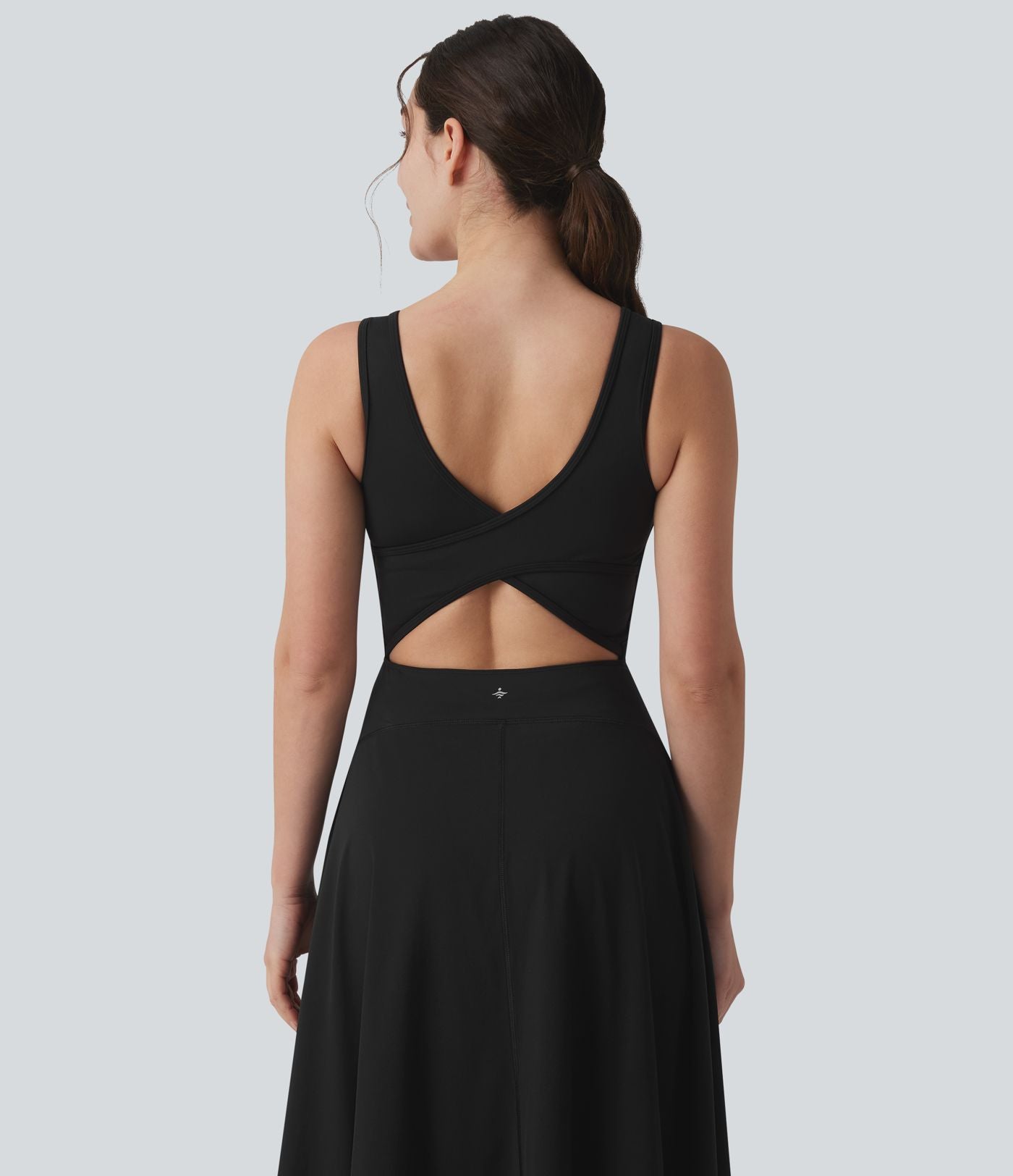 Robe de sport danse mi-longue Breezeful™ col carré dos nu croisé avec brassière intégrée 2-en-1 séchage rapide et poche - Easy Peasy