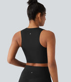 Débardeur yoga court SoftlyZero™ col rond déchiré avec dentelle contrastante - UPF50+