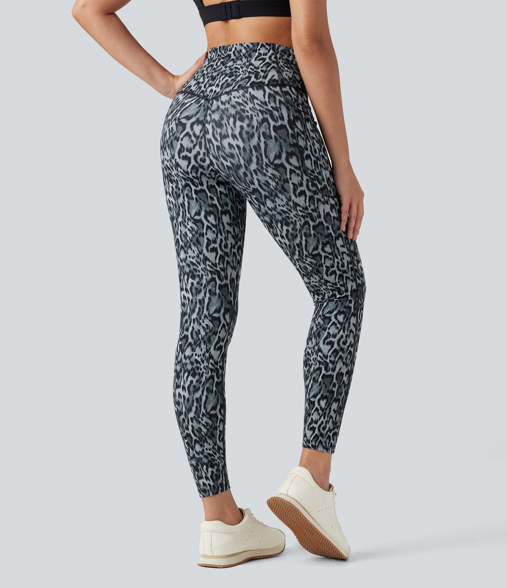 Legging de yoga gainant taille haute imprimé léopard avec poches Halara UltraSculpt™