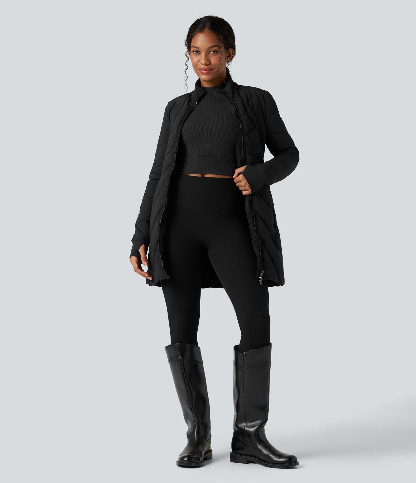 Doudoune PuffFlex col montant double zip avec passants pouces avec poches
