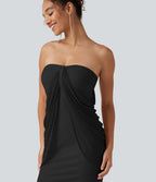 Robe maxi sirène SoftlyZero™ Plush bustier avec maintien intégré, coussinets amovibles et mesh contrasté