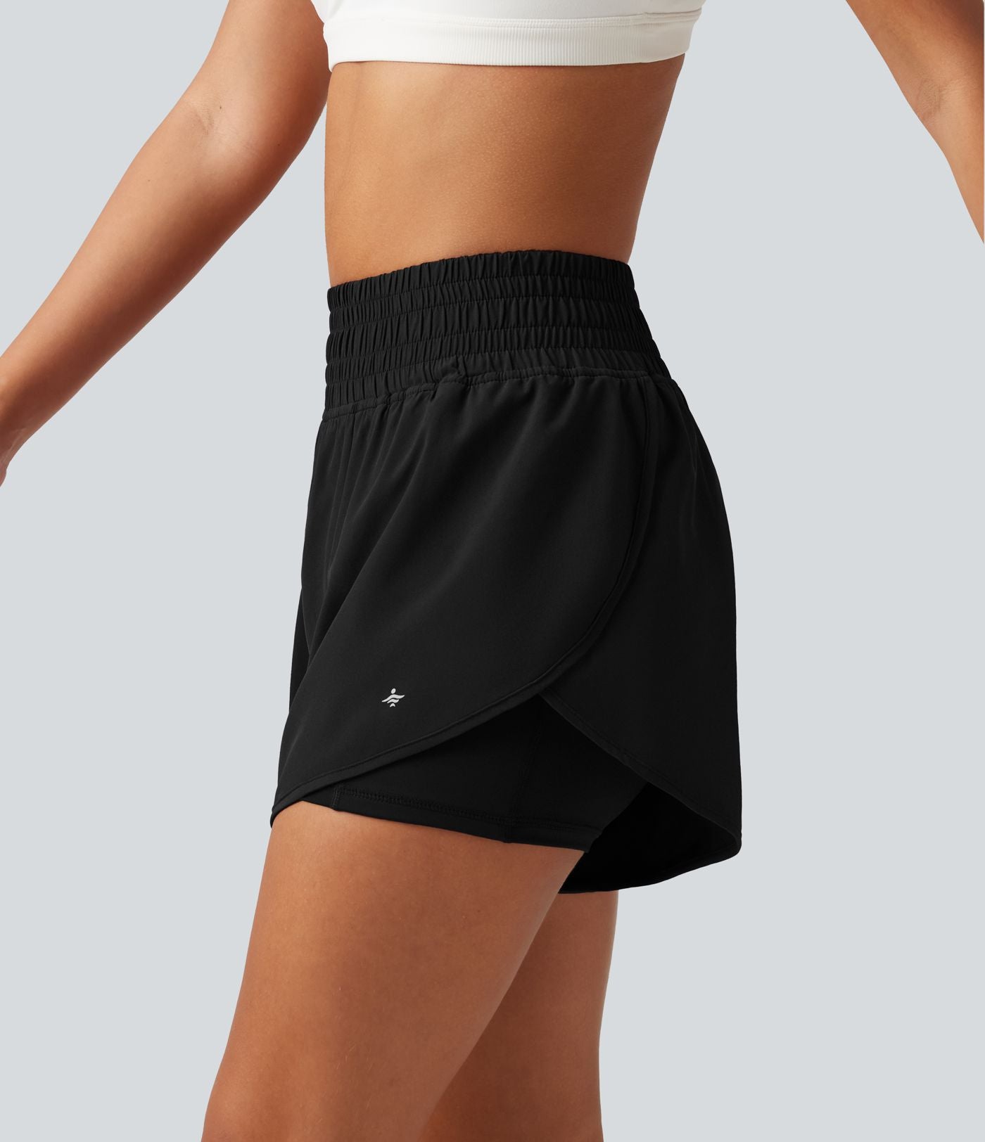 Short de running 2-en-1 Breezeful™ taille haute à ourlet croisé arrondi, séchage rapide, poches, 7,5 cm