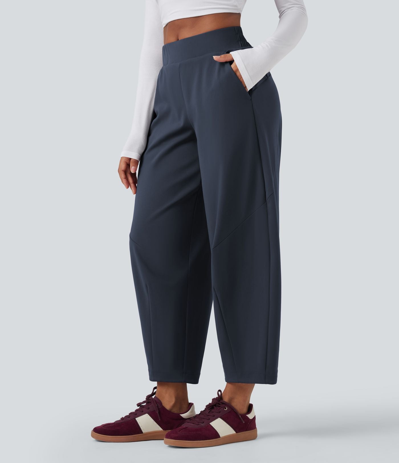 Pantalon 7/8 jambes tonneau taille moyenne DayStretch avec poches