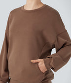 Sweat-shirt décontracté SpacerTek™ col rond, manches longues et dos croisé, avec poches